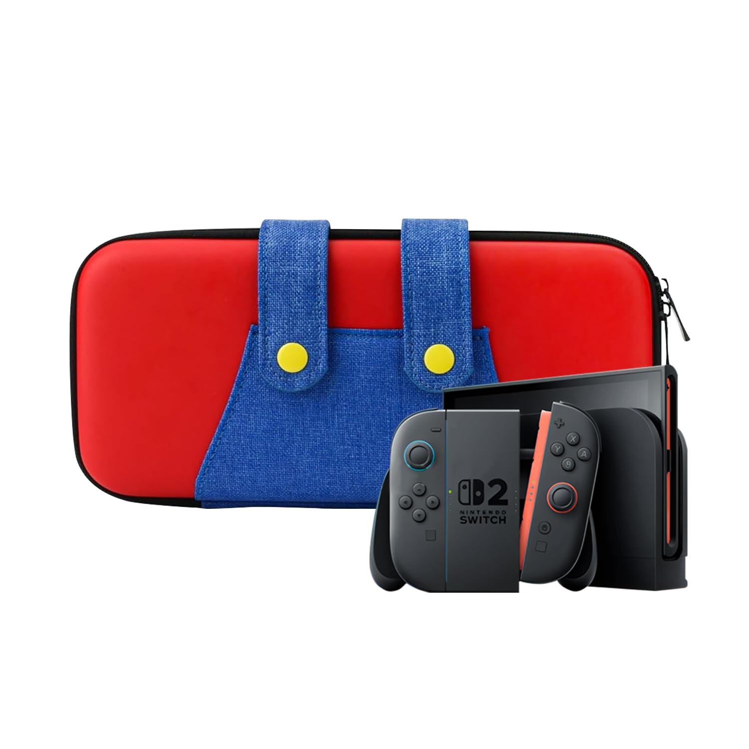 Hard Shell Storage Bag for Nintendo Switch 2, Water Proof Carrying Case , Large Capacity Travelling Case with Game Card Slots, Red and Blue Retro Design