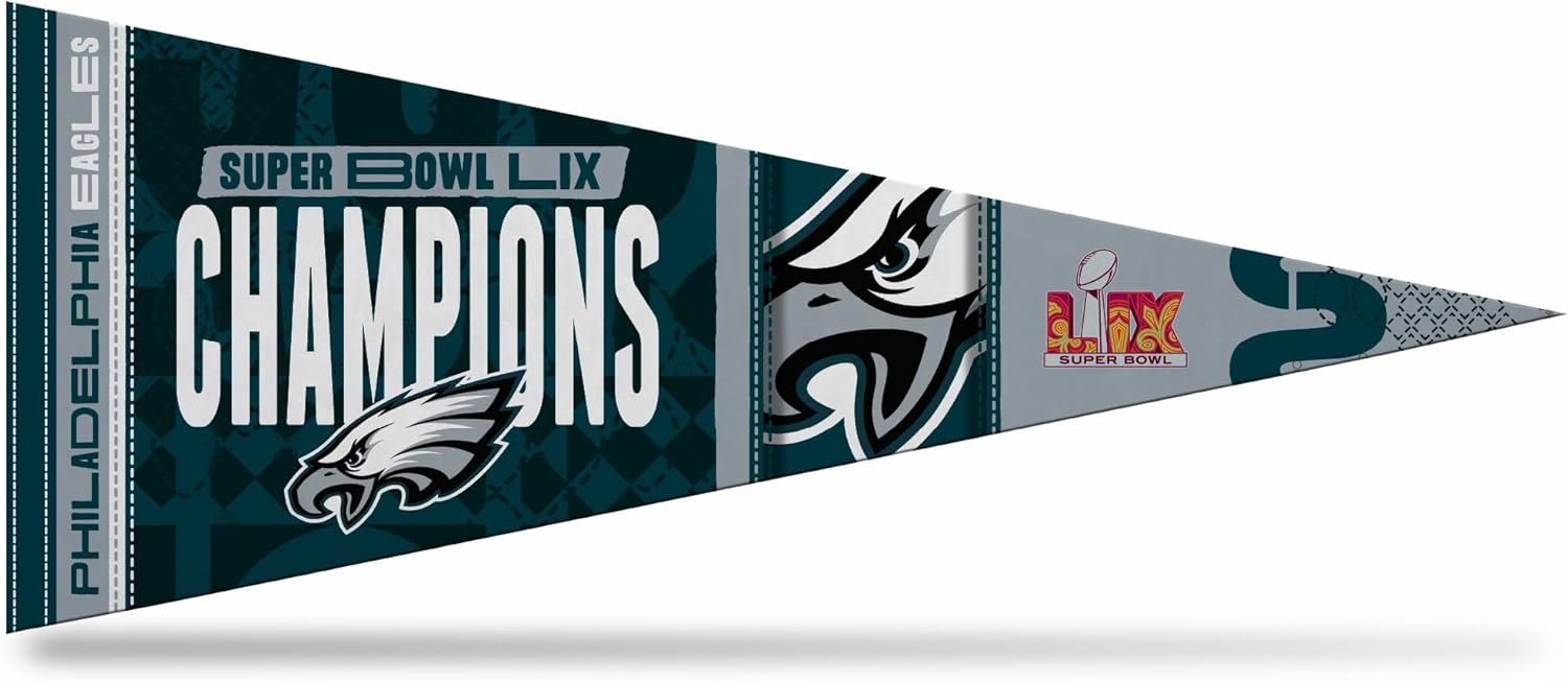 Rico Industries NFL Football Philadelphia Eagles 2025 Super Bowl Champions 12" x 30" Felt Wall Décor Pennant - Great for Home/Bed Room/Man Cave Décor