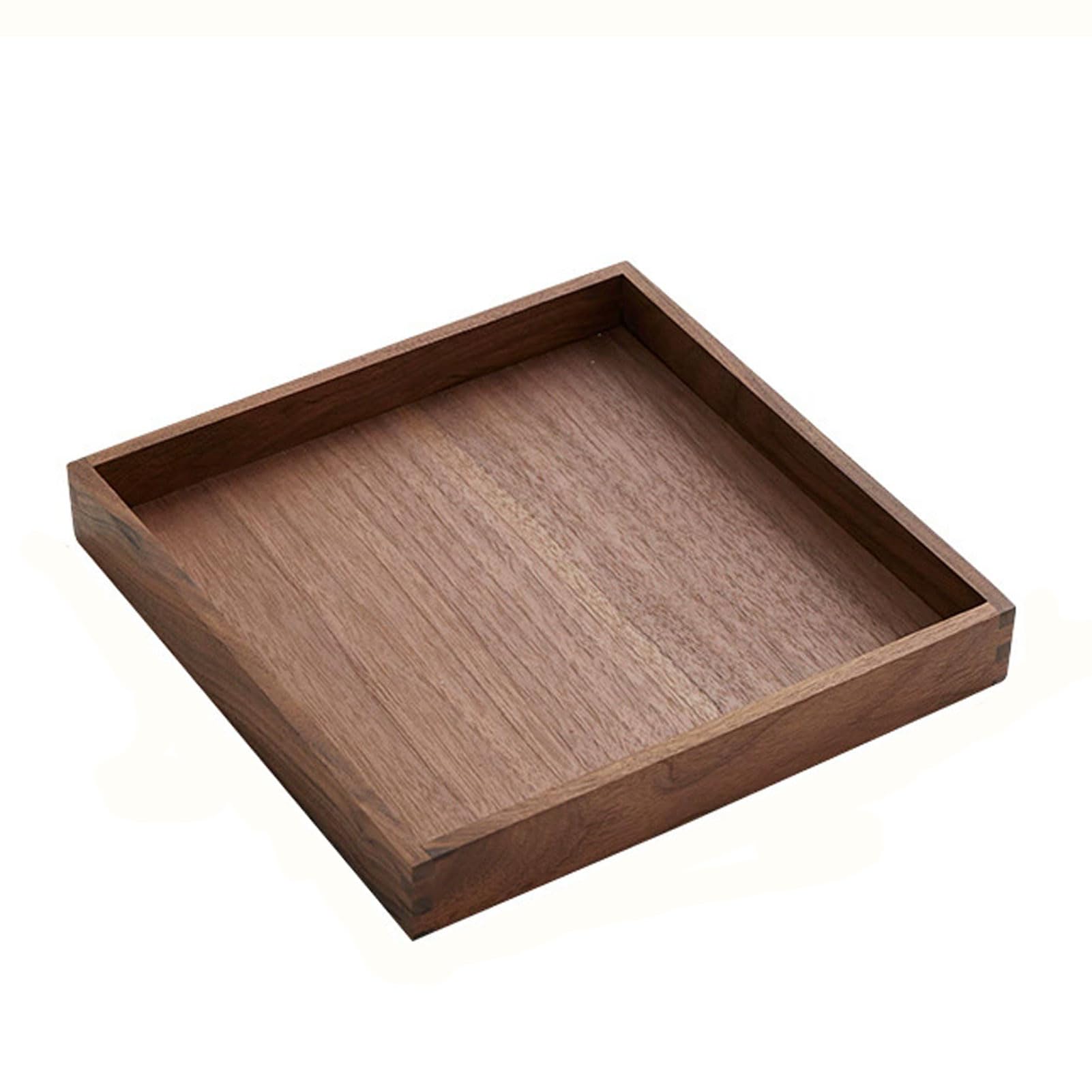 HUHJYUGE Bandeja Madera Rectangular Rustica, Bandeja de Madera con Asas, Bandeja de Madera para Servir Comida, Bandeja de Cocina para Desayuno, Bebidas, Aperitivos (Square/30cm)