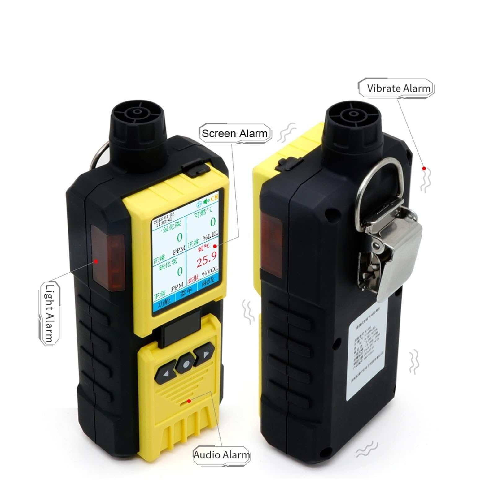 K600 Pumpen-Gasdetektor mit LCD-Display, Ton, Licht, Schock, CO2, CO, H2S, HCL, CL2, Vier-in-Eins-Gasmessgerät for Arbeit und Zuhause Hohe Empfindlichkeit für das Labor(HCL)