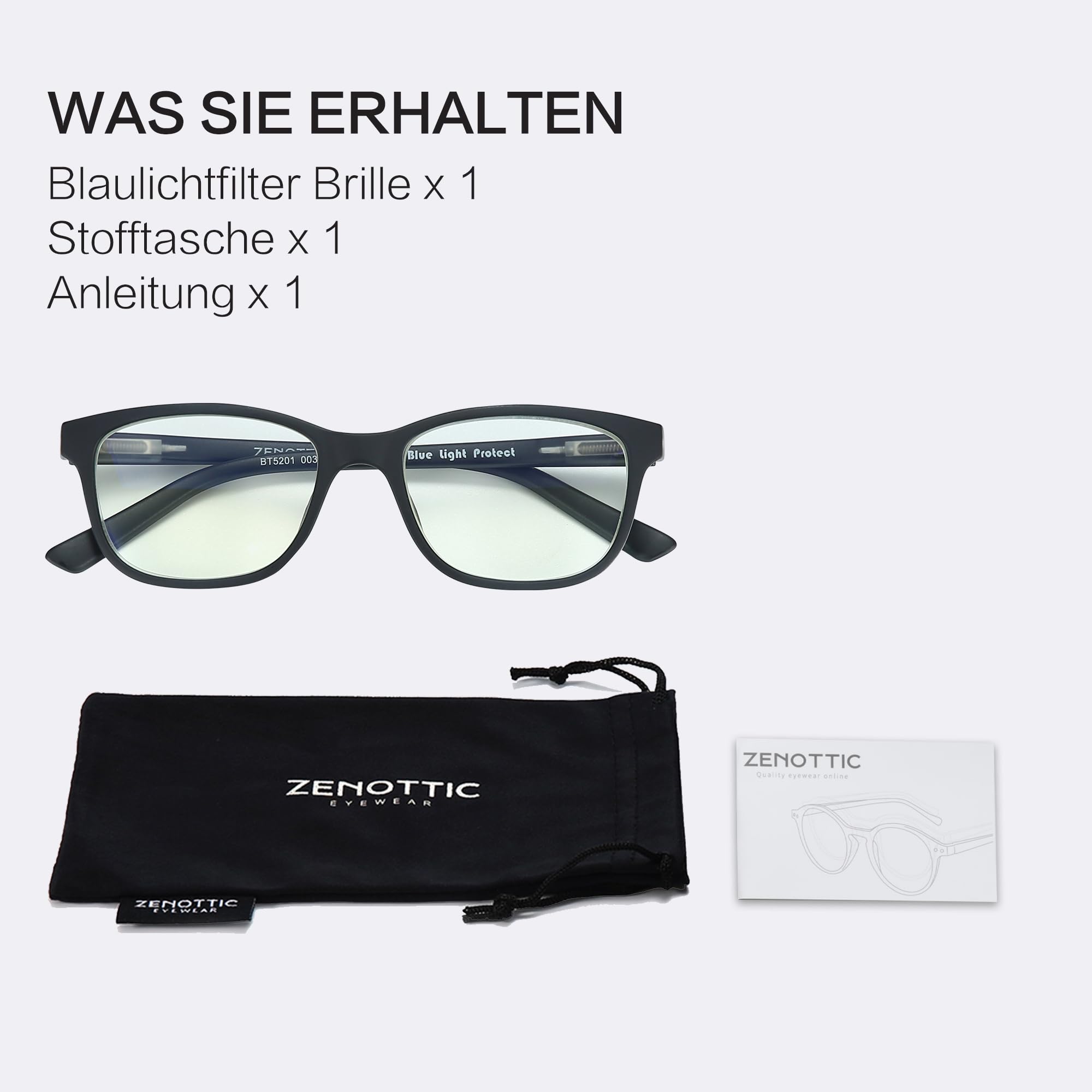 ZENOTTIC Blaulichtblockierende Brille für Kinder, blendfreie Gläser, leichter Rahmen, Computerbrille für Jungen und Mädchen (schwarz)