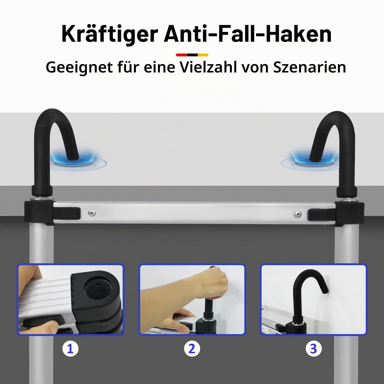 6,2 m mehrstufige Aluminiumleiter Teleskopleiter, ausziehbare Dachbodenleiter, tragbare Teleskopleiter, faltbare Stufenleiter mit EN131-Standard für Wohnmobil-Loft