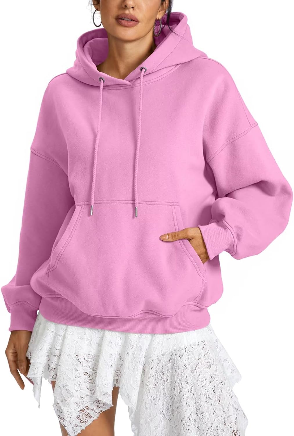 Womens Fleece Hoodies with Pocket Oversized Hooded Sweatshirt Trendy Pullover Long ...