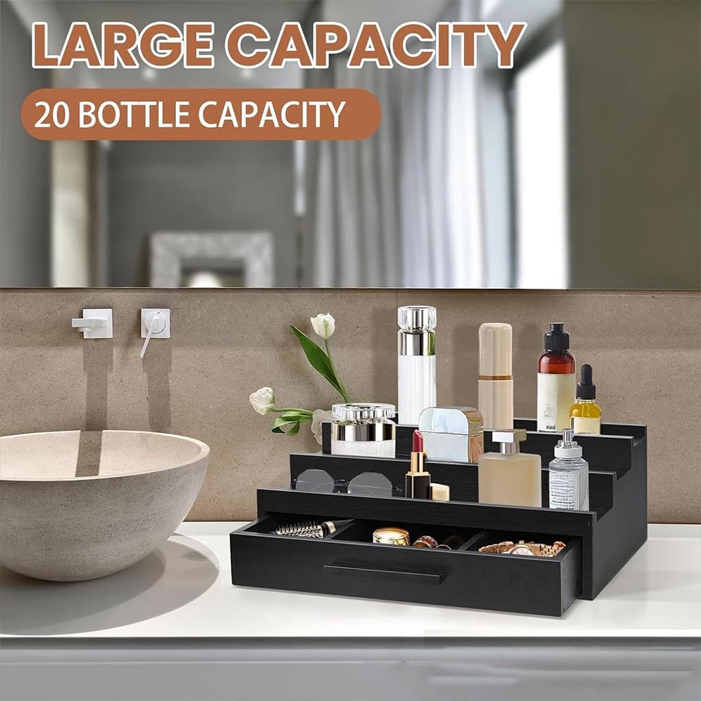 Organizador de Estante con Soporte de Colonia Elegante para Almacenamiento de baño, Soporte de Perfume, Organizador de para Madera para Perfume, Dormitorio