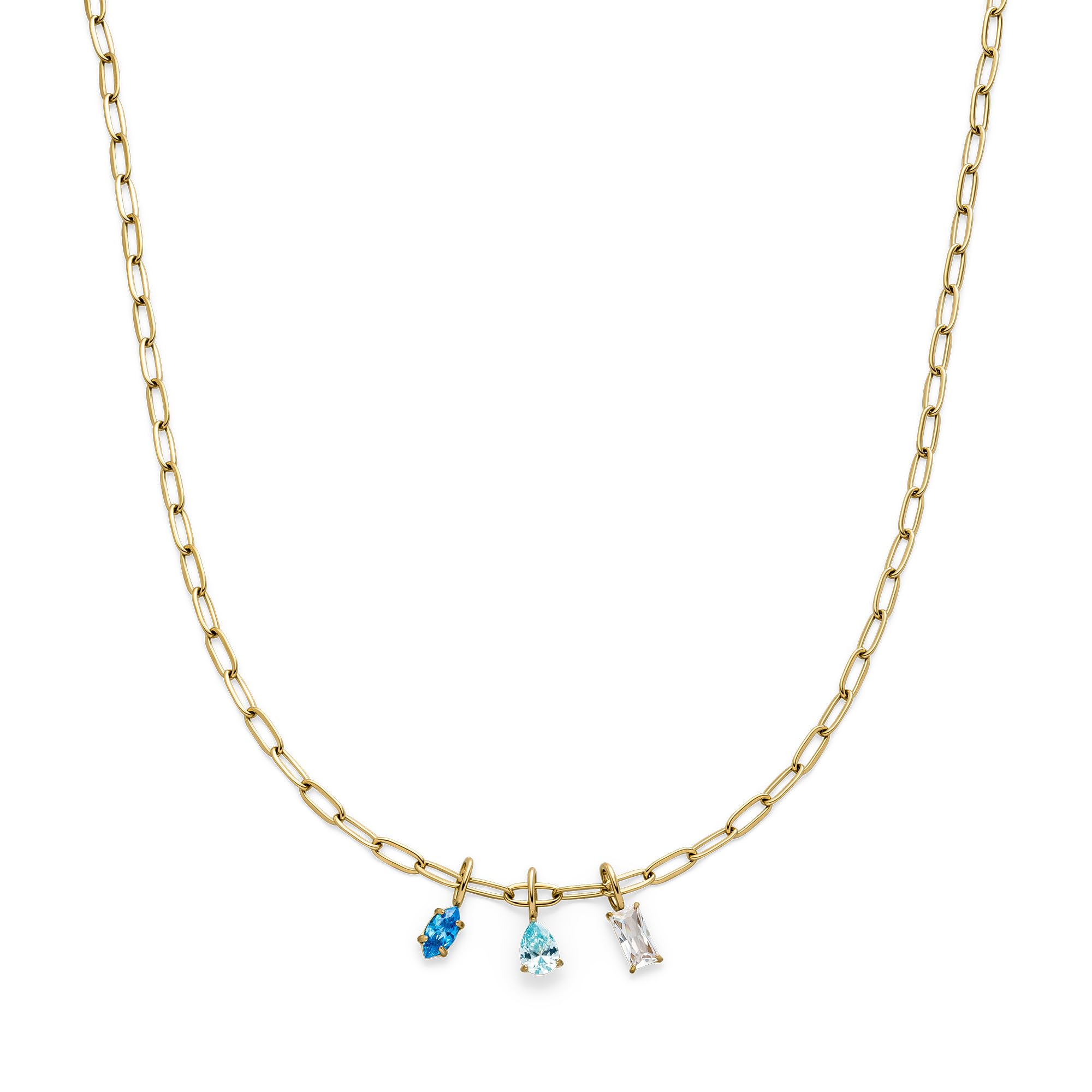 s.Oliver Necklace, elegant necklace made of polished stainless steel, IP gold, link chain, 50 cm, waterproof and skin-friendly