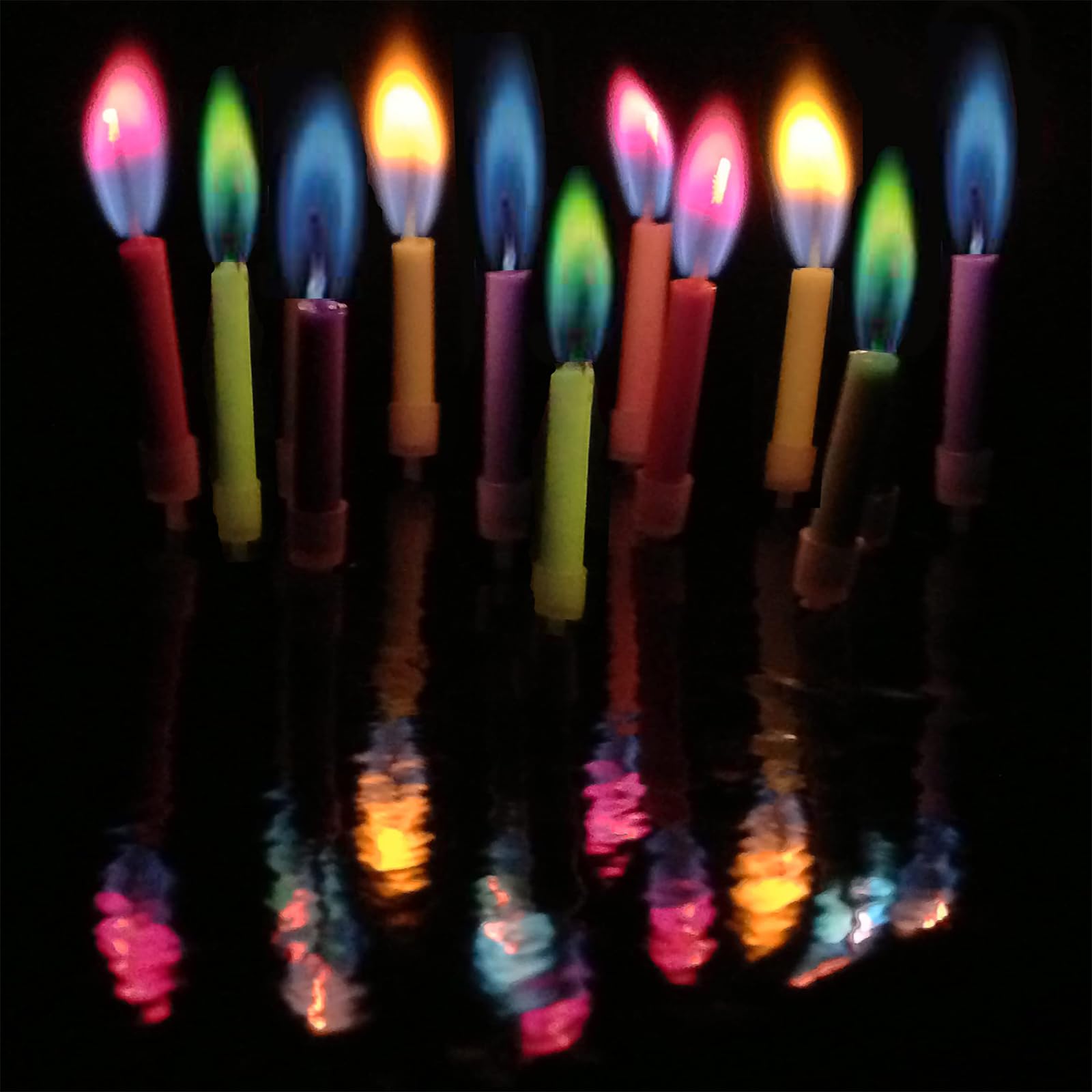 Moguri Pack of 12 Birthday Candles with Colourful Flame, Coloured Cake Candles, Non-Toxic and Environmentally Friendly, for a Fascinating Lighting Experience-image-28