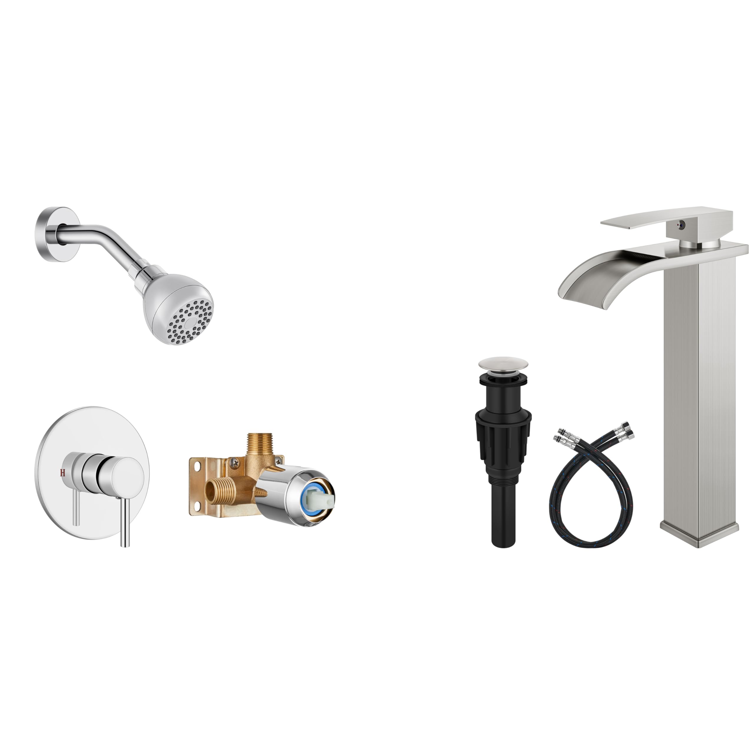 Hcfyauis Men's Shower Faucet And Head Set Vessel Sink Faucet Waterfall