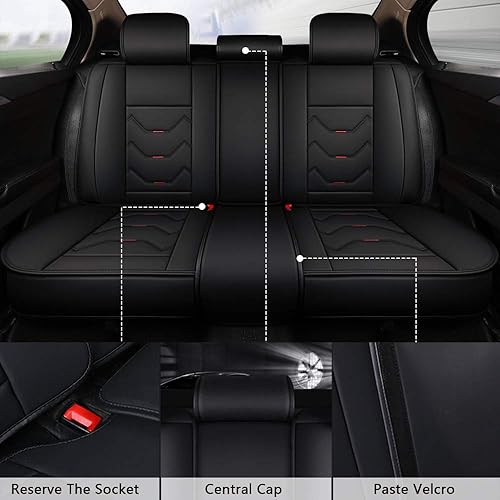 Miniatura 3 de otoez Fundas de Asiento de Automóvil de Cuero, Juego Completo de 5 Asientos, Compatible con Sedán SUV Camión Furgonetas, Protector de Cojín de