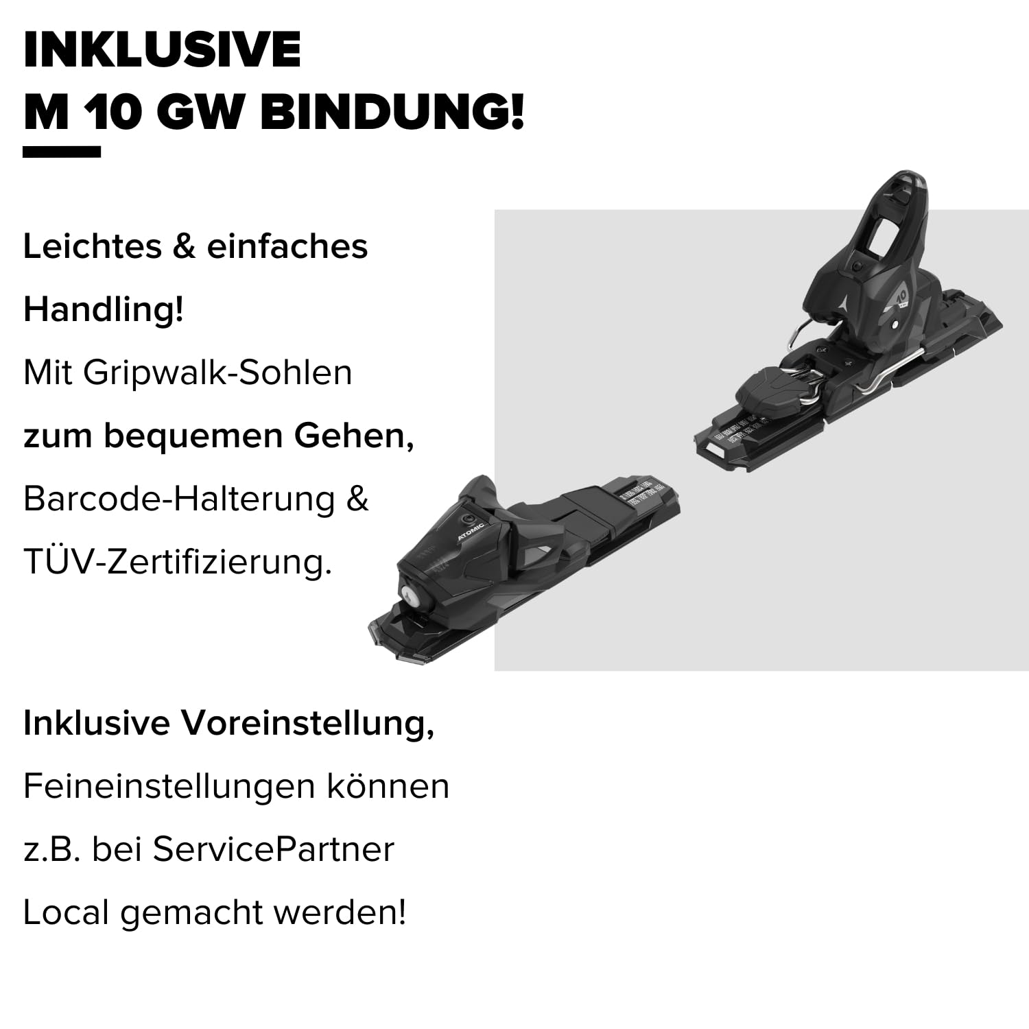 ATOMIC PM REDSTER Q4 Ski - Graue Skier - Leichter Herren & Damen Ski - Alpinski & Carvingski - Damen & Herren Skier mit Bindung (voreingestellte M 10 GW Bindung)