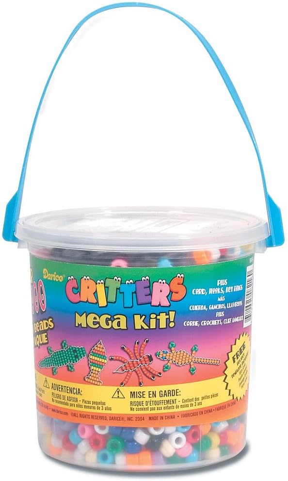 Darice Crafts Bead Kit Plastic Pony Bead Mega Critters Bucket