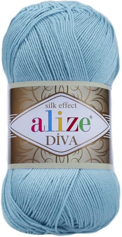 Miniatura 2 de Alize Diva Silk Yarn - Hilo acrílico de microfibra para peso deportivo, hilo ligero y suave para tejer bufandas, ropa y manualidades, 1 madeja de