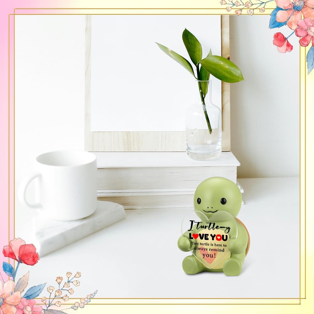 FOUGSTA Inspirational Office Decor, Cute Turtle Heart Gift for Kid, Teen, Positive Desk Decor Gifts for Women, Men, Cute Heart Turtle Decor for Home Office, XXS5 image 3