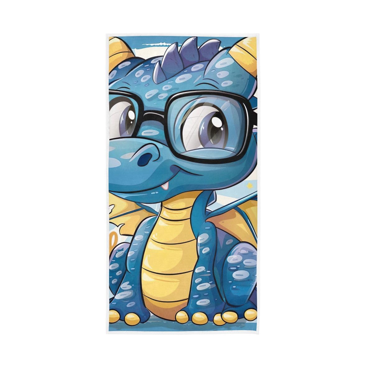 LSRCPD Cute Blue Yellow Dragon Hand Towels, Hand Towels Cotton for Bathroom, Gym, Hotel, Spa 15 x 30 Inches