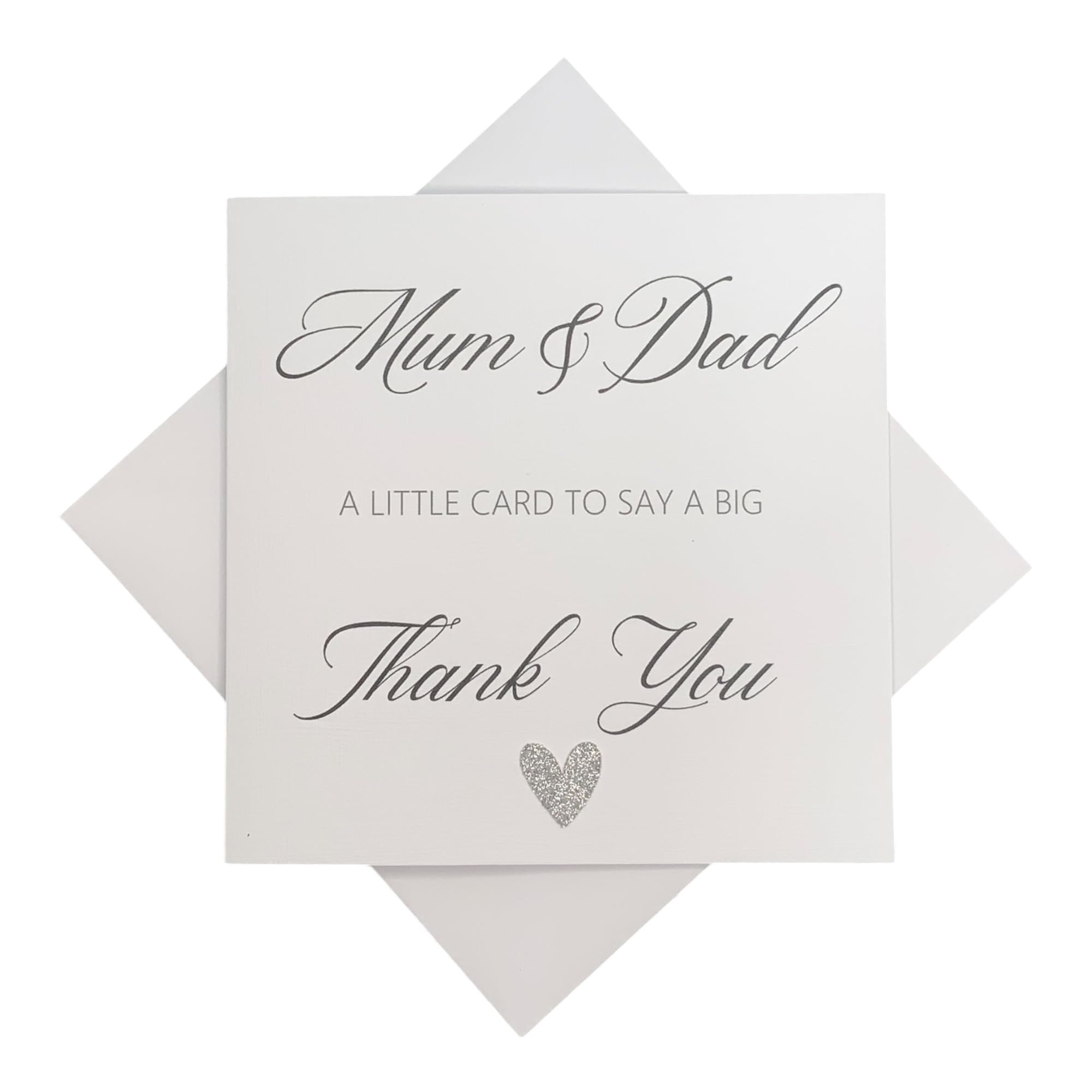 Personalised Thank You For Being My Bridesmaid Best Man Maid Matron Of Honor Usher Flower Girl Bridesman Witness - Various Roles - Greeting Card - Heart Colour Choice - Thank You (Mum & Dad)