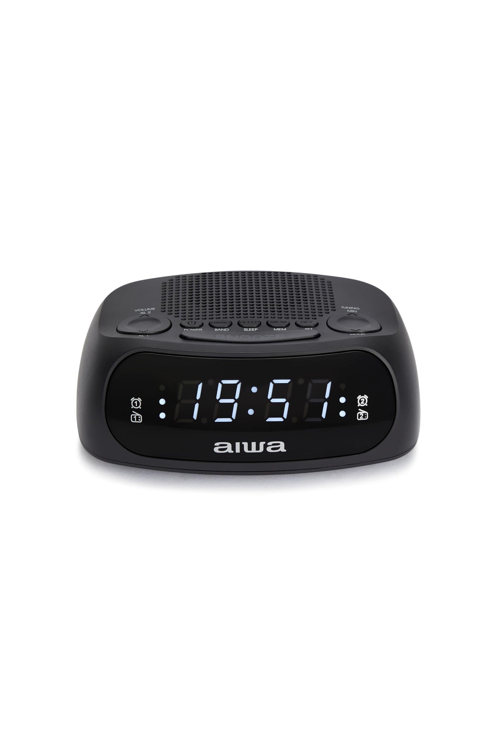 Aiwa CR-09J Radio Reloj Despertador con Doble Alarma, Am/FM PLL con Display LED DE 0,6"