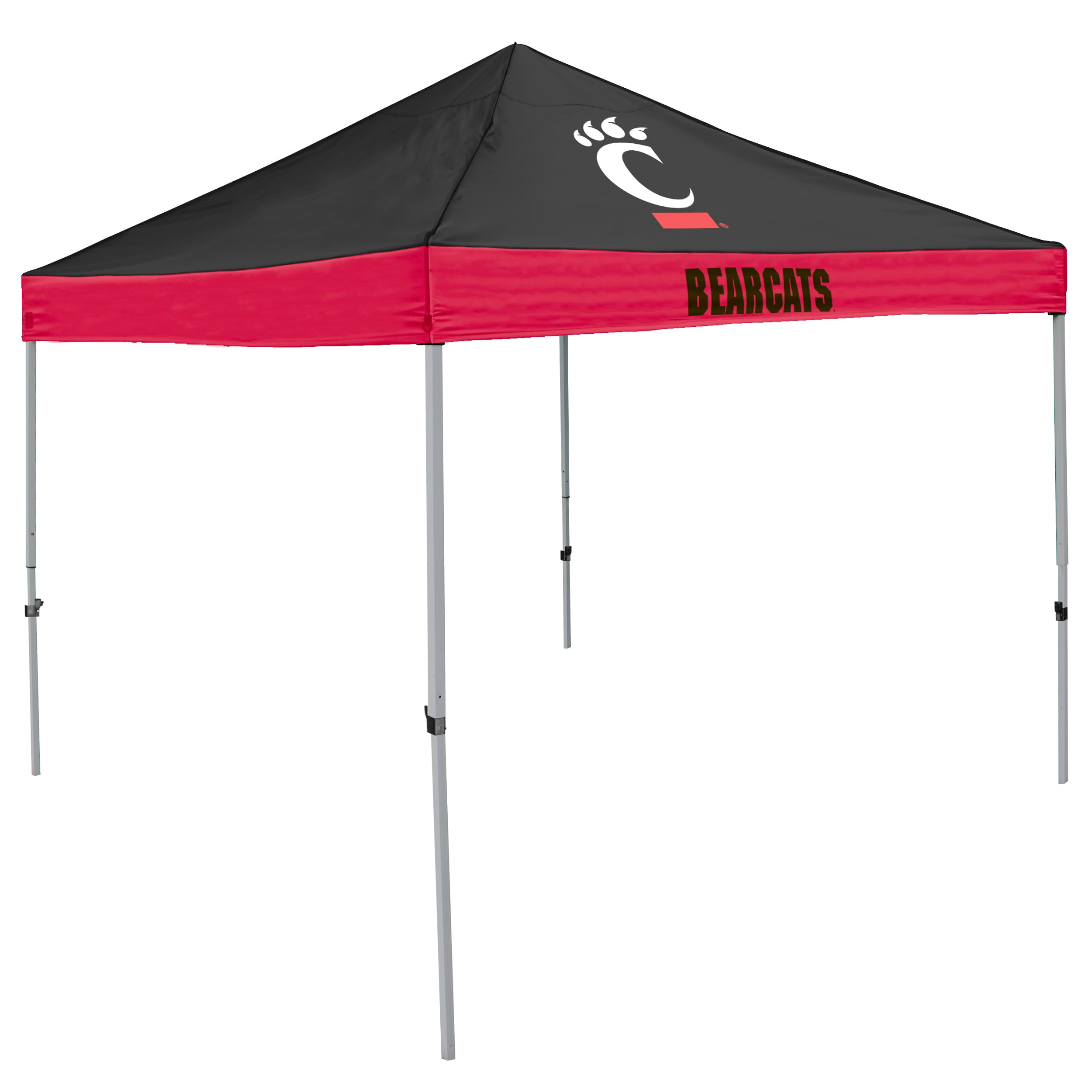 Logo Brands NCAA Cincinnati Bearcats Economy Canopy Tailgate Tent (9' x 9') – Powder-Coated Steel Frame, Water-Resistant Polyester, Team Color Design
