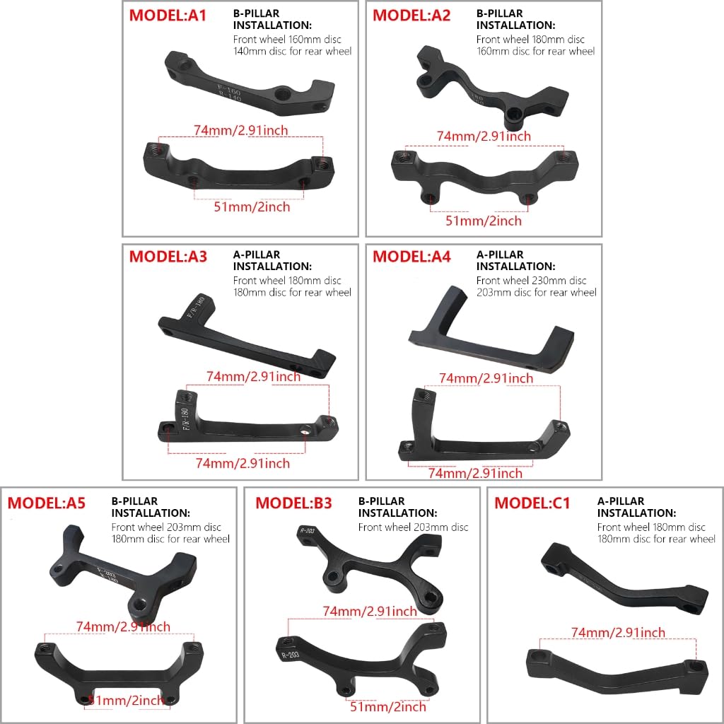 Greabuy 140/160/180/203mm Bicycles Brake Adapter Post Mount Caliper Rotor Adapter, Cycling Disc Brake Caliper Mount Adapter