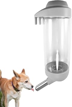 Dog Crate Water Bottle Dispenser - No Drip Cat Kennel Water Dispenser & Cage Water Feeder - Easy-to-Use Water Bottle for Dog Crate - Perfect for Keeping Your Pet Hydrated Grey-500ML