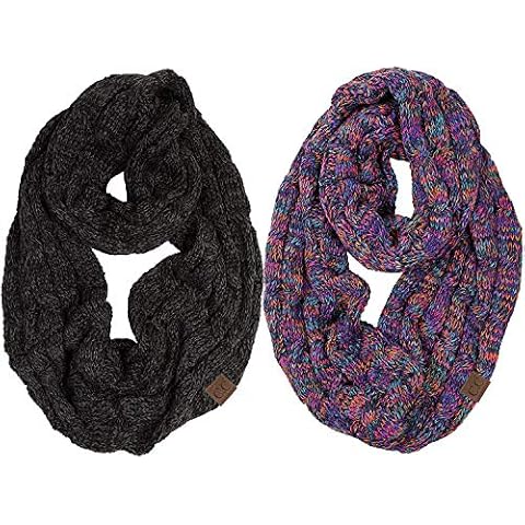 Funky Junque Exclusives Infinity Scarf Womens Winter Warm Cable Knit Circle Wrap - - One Size Cover