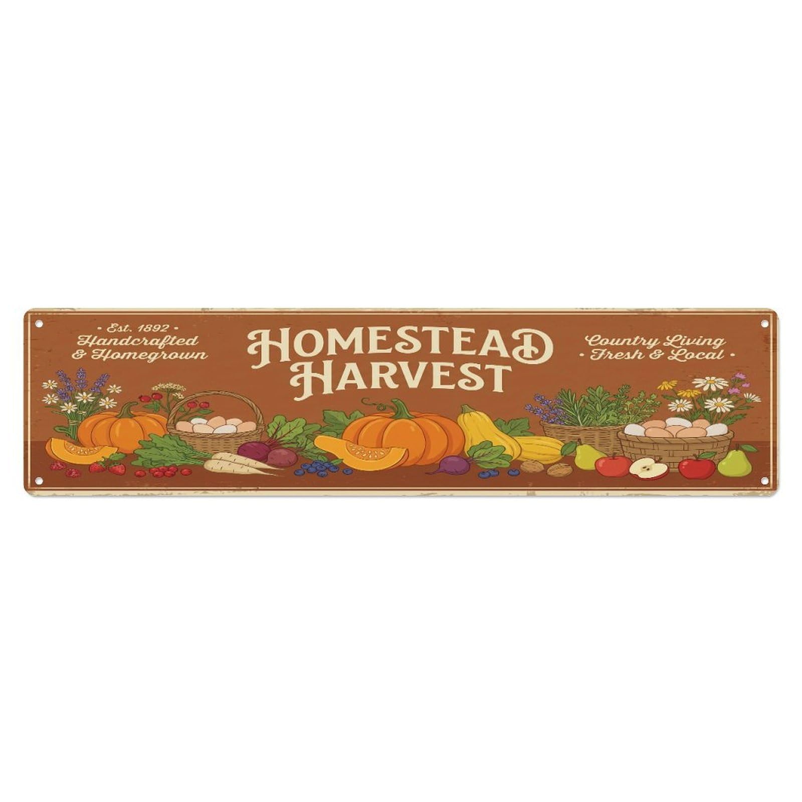 Fqcyn Style Metal Tin Sign Vintage Cottagecore Garden Homestead Harvest Banner