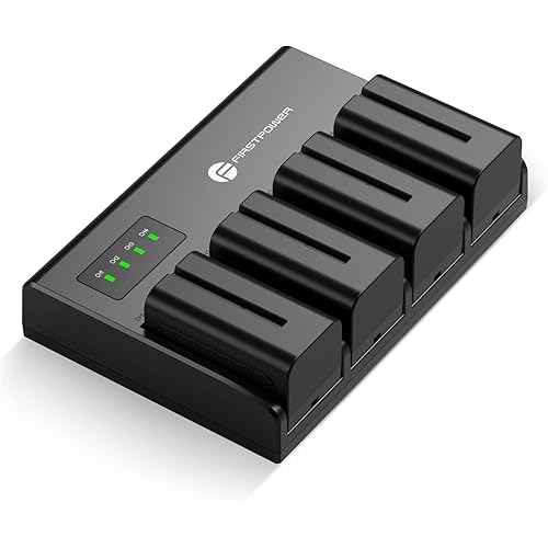 FirstPower 4 Pack NP-F750 Batteries and 4-Channel Charger for Sony NP-F970 F960 F770 F550 F570 Battery, Sony CCD-TRV215 CCD-TR917 CCD-TR315 HDR-FX1000 HDR-FX7 HVR-V1U HVR-Z7U HVR-Z5U Camcorders