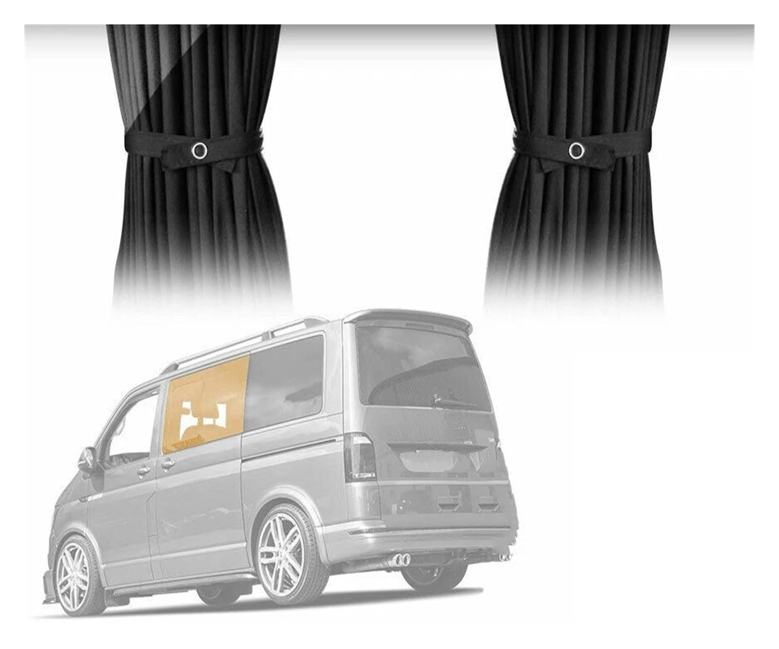 Vitres Latérales Pare Soleil Noir/gris 50*47 Cm Rail Plastique Extensible Latérale Voiture Pare-soleil Rideau Fenêtre Automatique Avec Cordon Élastique Pour VW T5 T6 2003 - 2015 Protege Soleil(Le noir