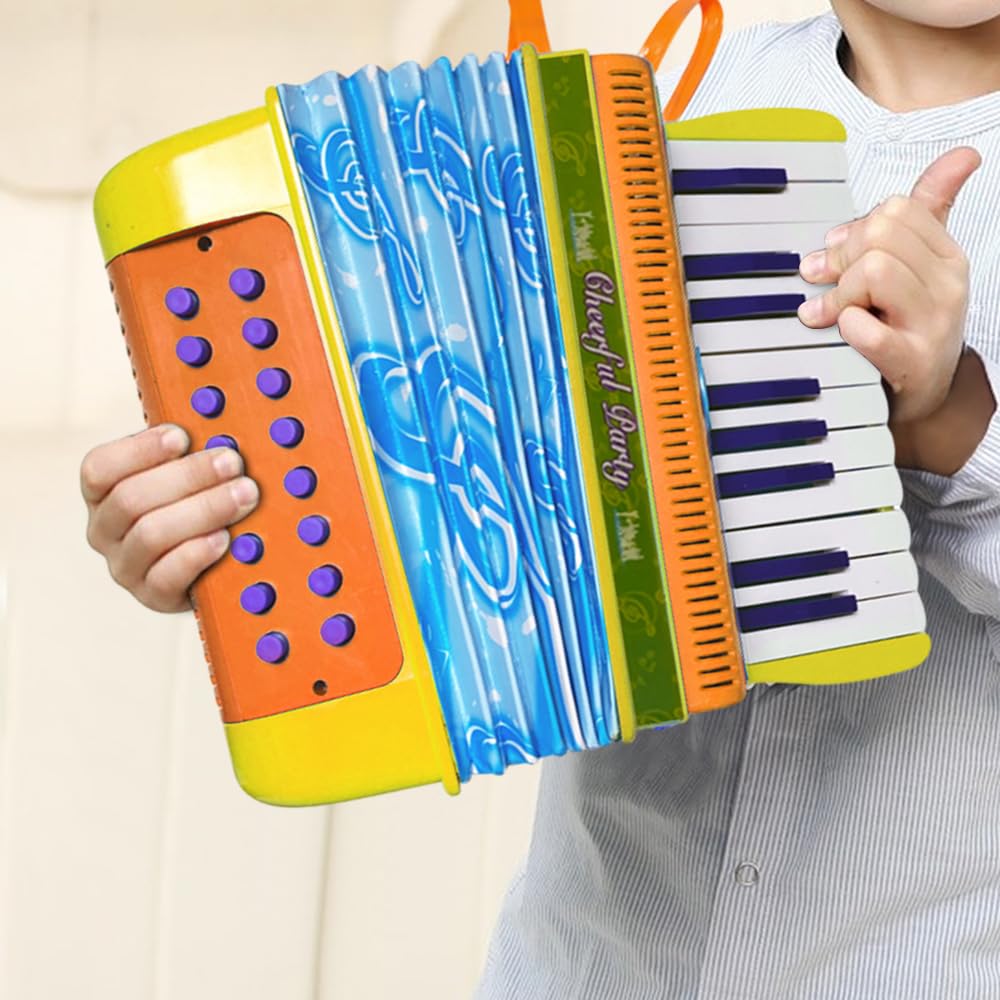HUIOP Mini akordeon, 20 klawiszy, 16 basów, materiał ABS z klamrą Lekki guzik akordeon koordynacja ręka-oko, występy na scenie, instrument muzyczny dla początkujących, prezent świąteczny, akordeon