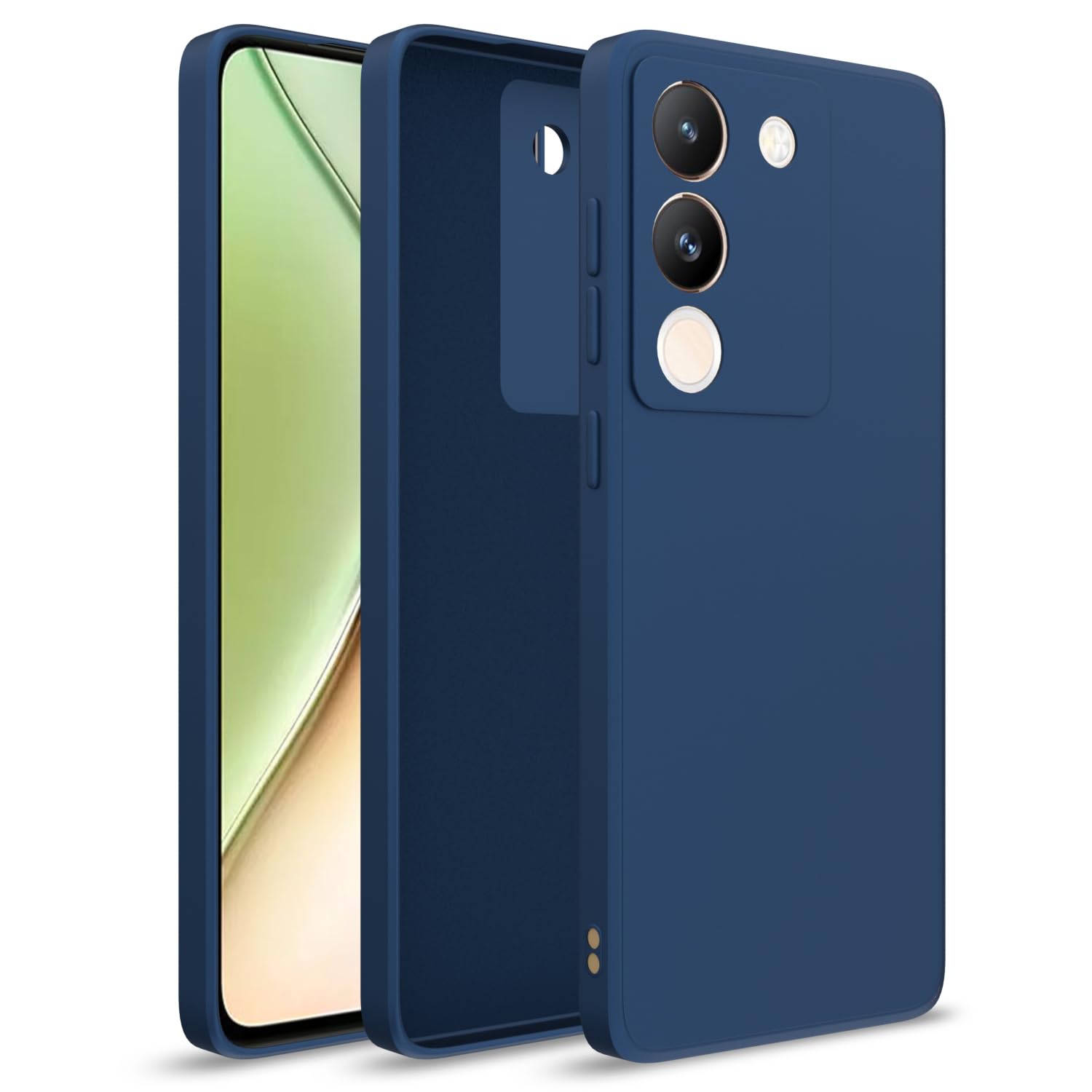 Amazon Basics Back Cover for Vivo Y200 5G | Shockproof | Soft Matte Liquid Silicone | Camera Protection Bumper Case (Blue)