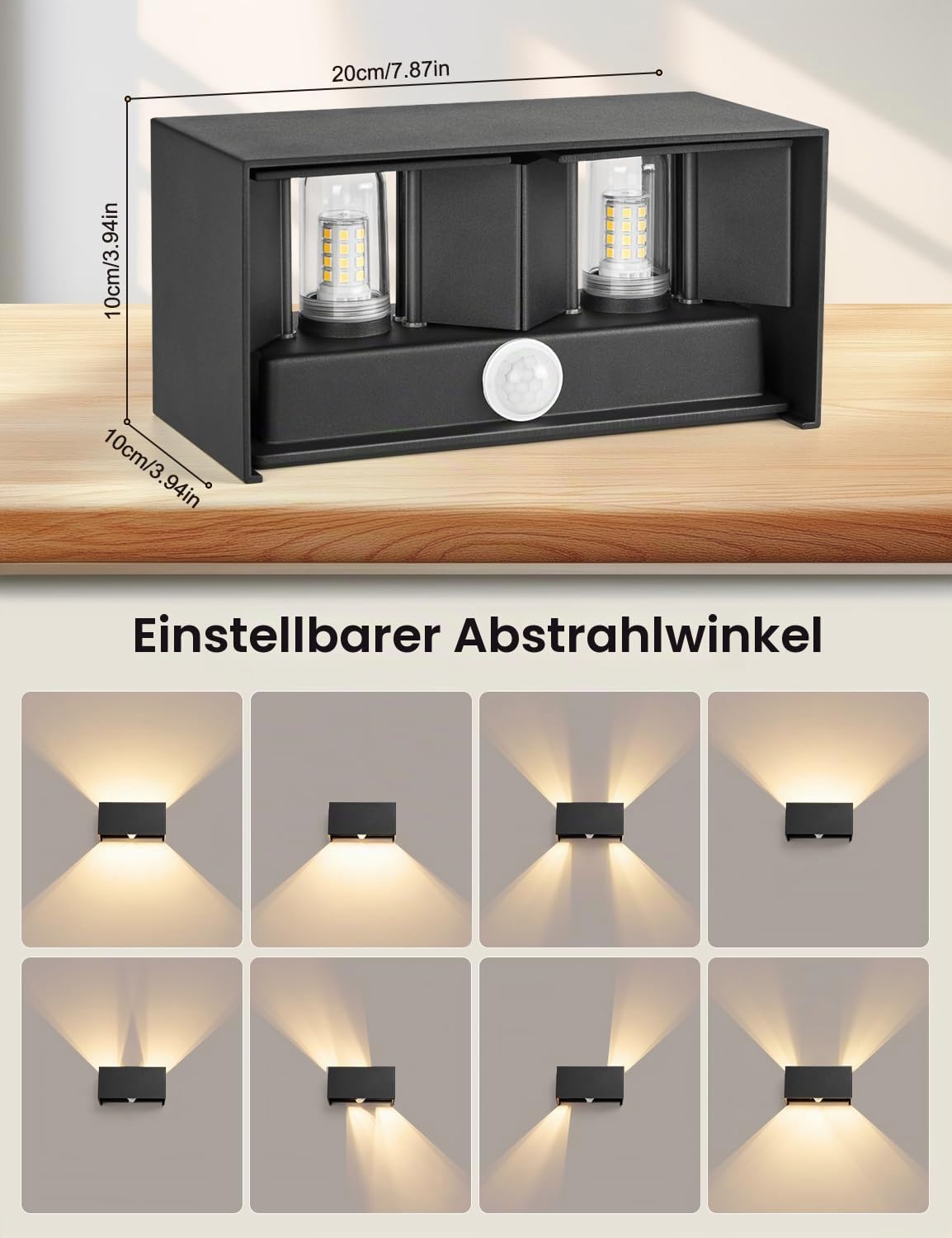 Aussenlampe mit Bewegungsmelder, mit Austauschbarer G9 LED Lampe, 3000K