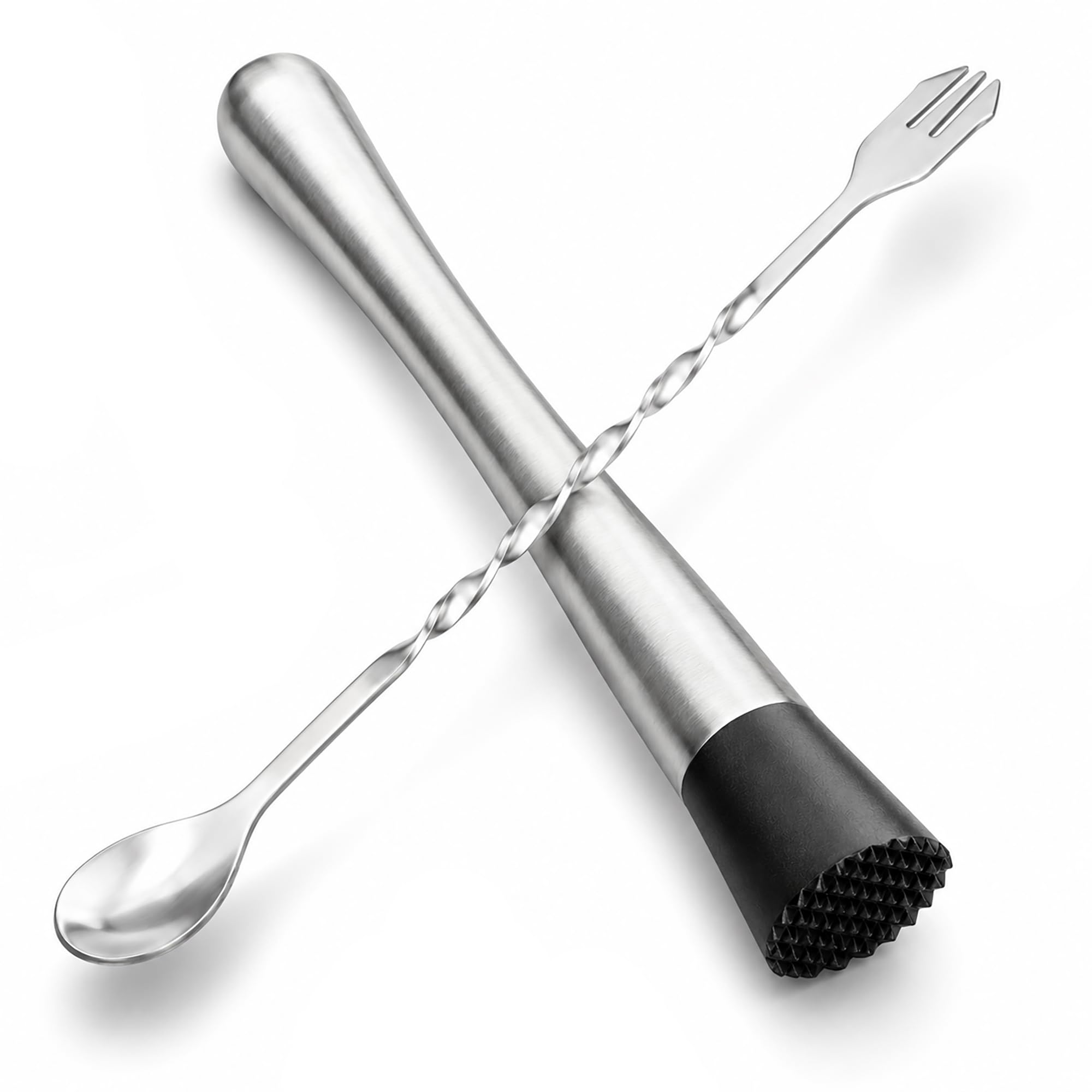 Stainless Steel Muddler & Bar Spoon Set - Home Bar Tools -1