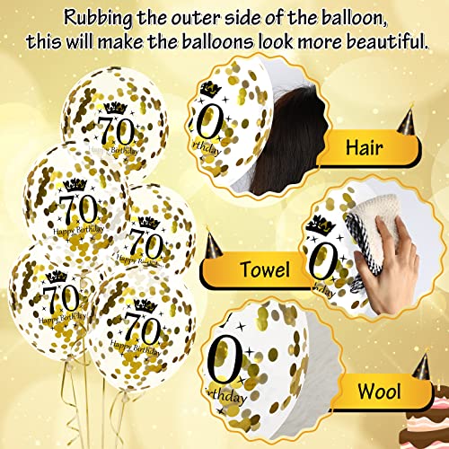 Image of 70th Birthday Balloons for Men, 15 Pcs Black Gold Happy 70th Birthday Balloons, Black Gold 70th Birthday Party Decorations Balloons for Men Women 70th Birthday Decor