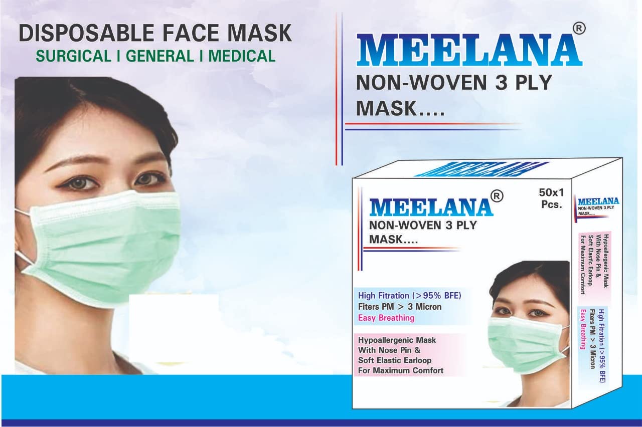 MEELANA Non woven Fabric Disposable Multi-layer Protective with adjustable nose pin Mask for Unisex (Green, 100) (B0BP2RY4NL) Amazon Price History, Amazon Price Tracker