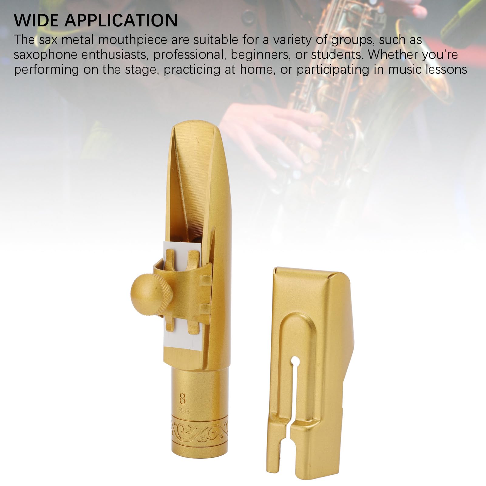 KIMISS Bocchino Professionale per Sassofono Contralto con Cappuccio in Metallo Ottone per Principianti e Professionisti - Bocchino Ad Alte Prestazioni per Accessori per Sassofono Contralto 8C