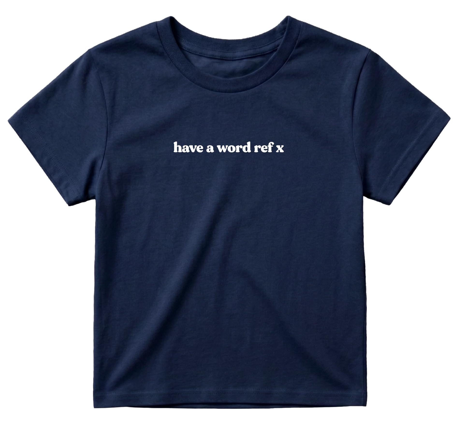 Sanfran Clothing Have A Word Ref x Baby Tee T-Shirt Top World Football Shirt England Scotland Country Team 2026 Soccer Womens Flag Varsity Shirt Navy Blue - Small
