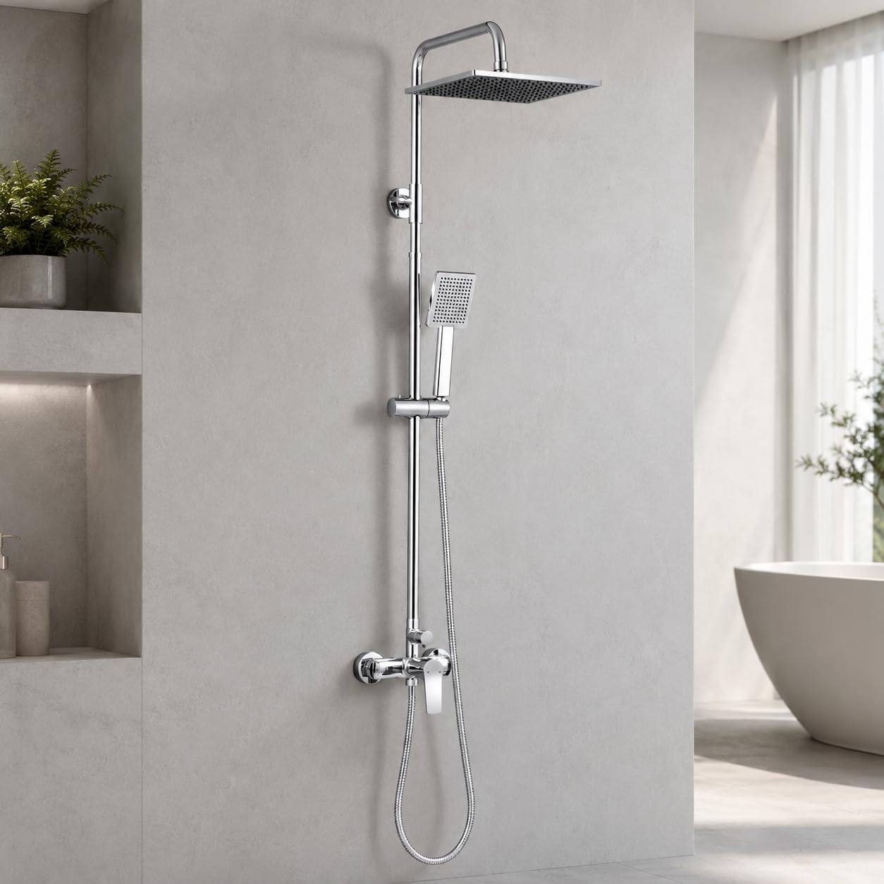 Auralum Shower Mixer Set, 10" Rainfall Shower Head and Handheld Shower, Wall Mounted Shower Units with Solid Brass Shower Mixer, DIY Installtion, Hard Water Resistant Shower Kit for UK Bathrooms