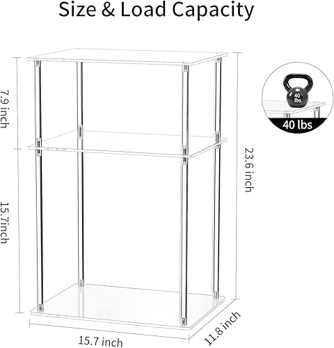 Miniatura 3 de Mesa auxiliar de acrílico transparente, mesa auxiliar de 3 niveles para sala de estar, mesitas de noche pequeñas para dormitorio, juego de 2, mesa