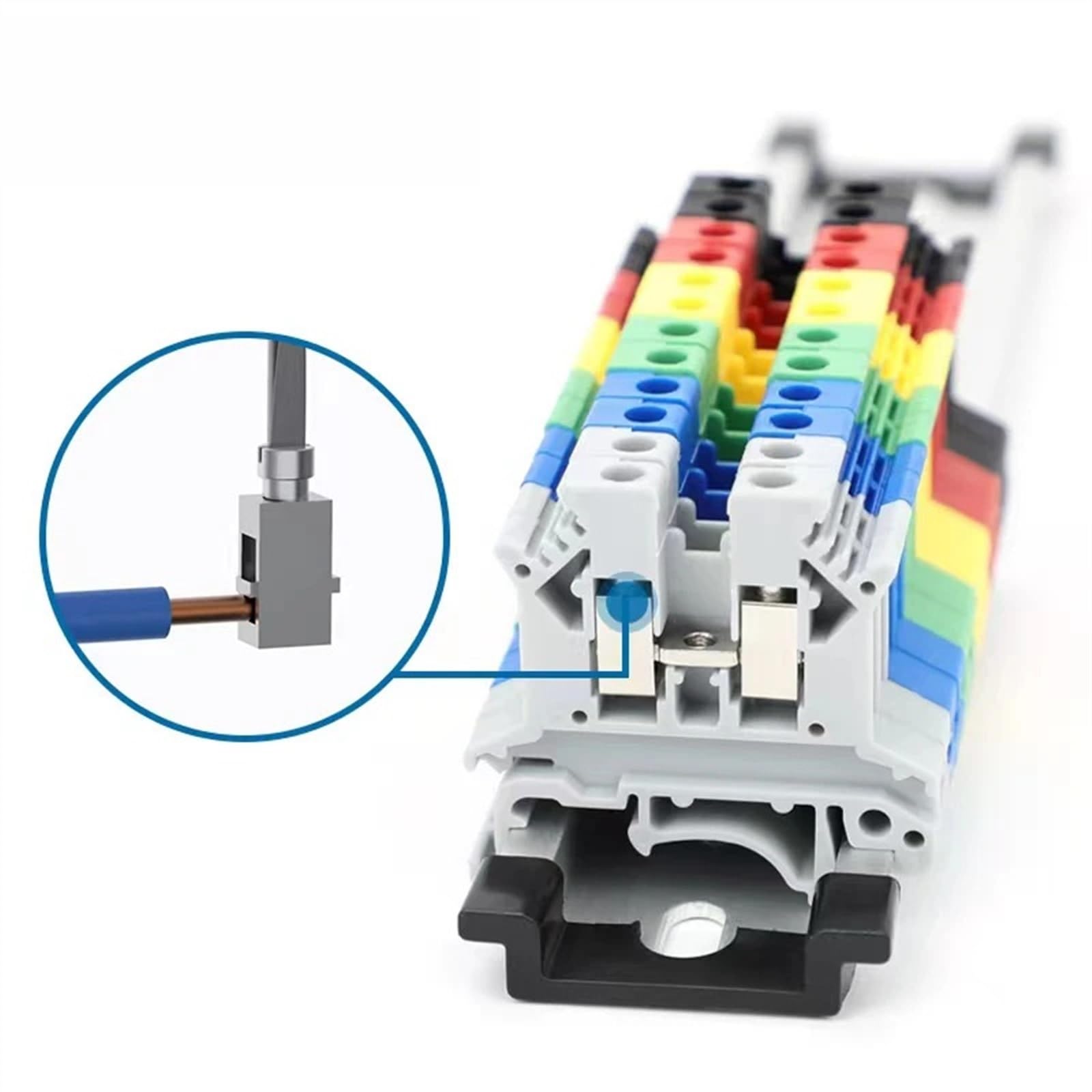 10 pz UK 2.5 Morsettiera UK2.5B Collegamento A Vite Collegare La Striscia 2.5B 2.5mm² Cavo Elettrico Din Rail Filo Connettore (Color : Black)