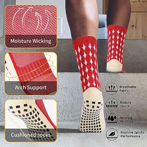 L04AYABY Non Slip Crew Athletic Socks - Cushioned Running Soccer Socks for Men - 1/3/4 Pack3
