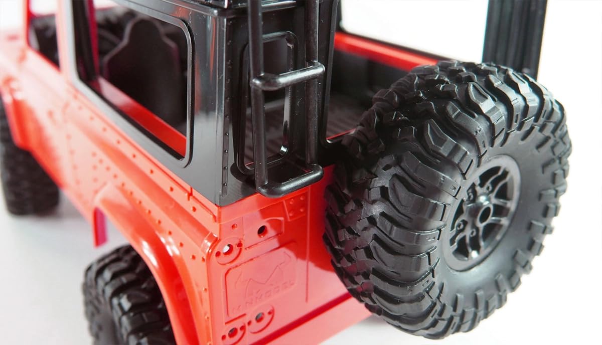 Coche Teledirigido Robusto 1:12 - Land Rover Defender D90 RC Auto 4WD con Luz LED, Caja de Cambios de Metal, Vehículo Todo Terreno, 30 Minutos de Tiempo de Marcha, Coche Teledirigido a