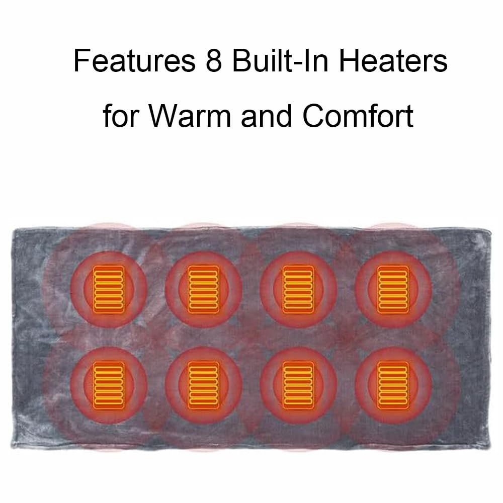 SagaSave 2 mantas térmicas eléctricas, 150 x 85 cm, 3 ajustes de calor, calentamiento de cuerpo completo, manta de calefacción USB para sofá, cama, uso en la oficina
