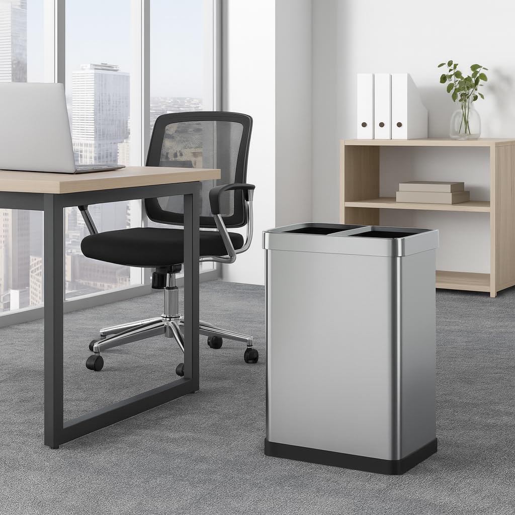 Tallin Open Top - Papelera de clasificación de 2 x 30 L, acero inoxidable, sin tapa, diseño moderno para oficina, cocina, hotel o restaurante