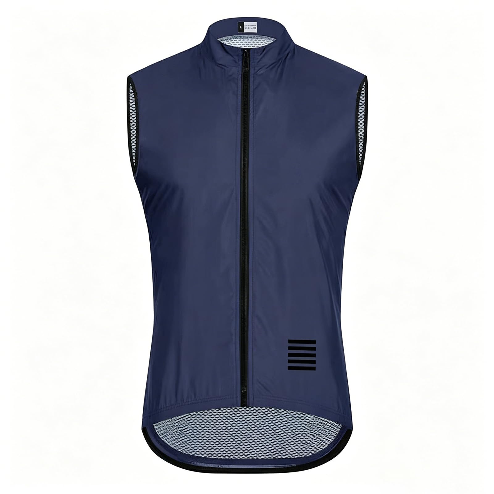 Chaleco de ciclismo sin mangas impermeable ligero, chaleco de bicicleta en seco rápido con bolsillos traseros y tiras reflectantes para ciclismo de montaña en carretera, Gray-L
