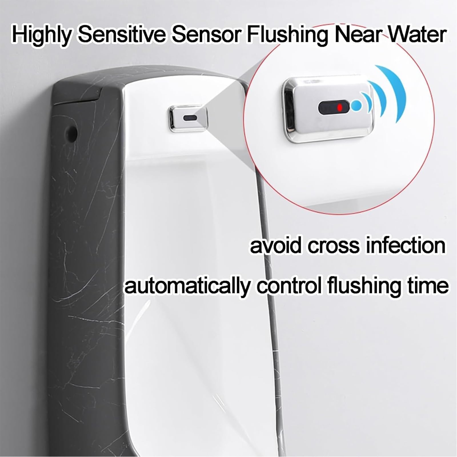 Orinatoio da Uomo a Parete, Scarico Automatico con Sensore Intelligente, Orinatoi in Ceramica Anti-Schizzi, per Bagno, Hotel, Negozi (Scarico a Parete)