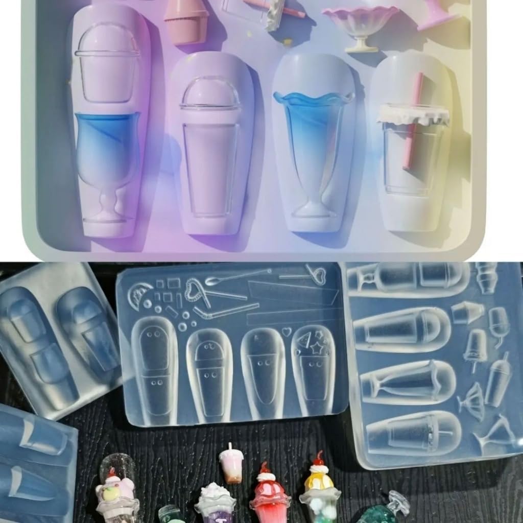 Bubble Teas Themed Nail Art Mold Flexible Silicone for DIY Accessories and Craft Designs