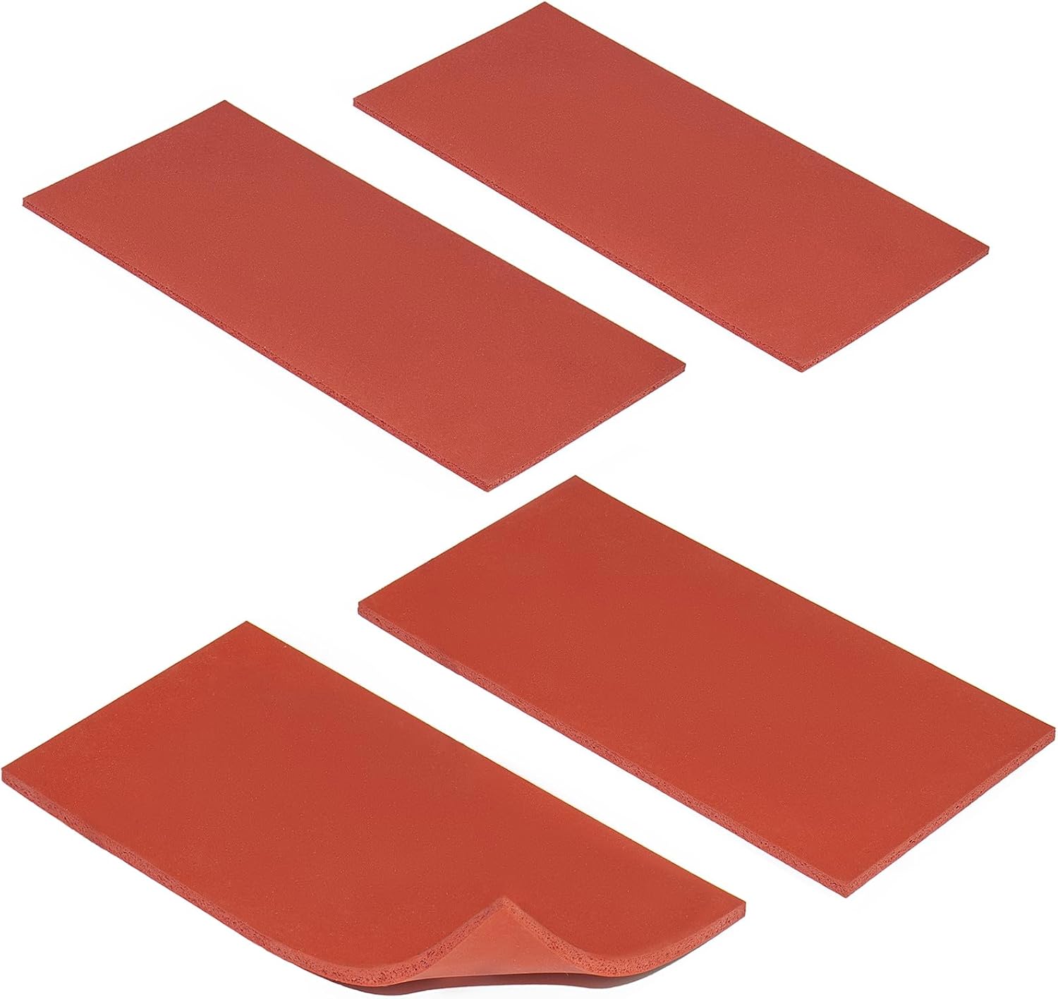 4 Pack Silicone Heat Press Mat, 2 Thicknesses (1/8" & 1/5") 3.93x7.87 Inch Pad for Hat Press Accessories, High Heat Resistant, Even Pressure, Cut-to-Fit, for HTV, Sublimation and Craft Projects