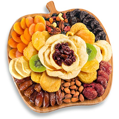 A Gift Inside Dried Fruit & Nuts In Bamboo Apple Shape Serving Tray