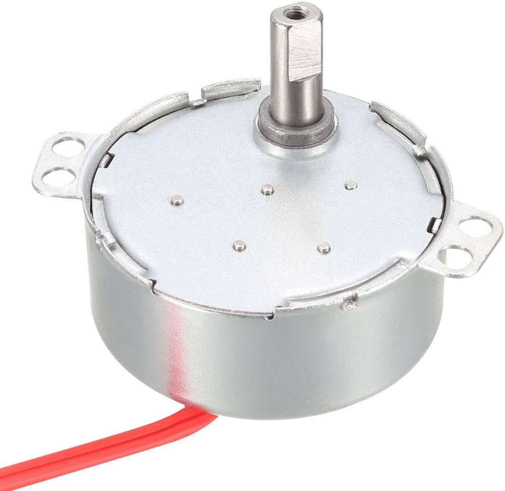 sourcing map Synchronous Motor AC 12V 0.9-1.1RMP 50-60Hz 4W Double Flat Shaft CW/CCW, 0.9-1.1RPM
