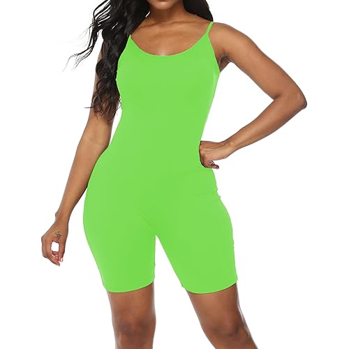 Amiliashp Women's Spaghetti Strap Tank Top Short Jumpsuit Rompers Bodysuit One Piece Catsuit