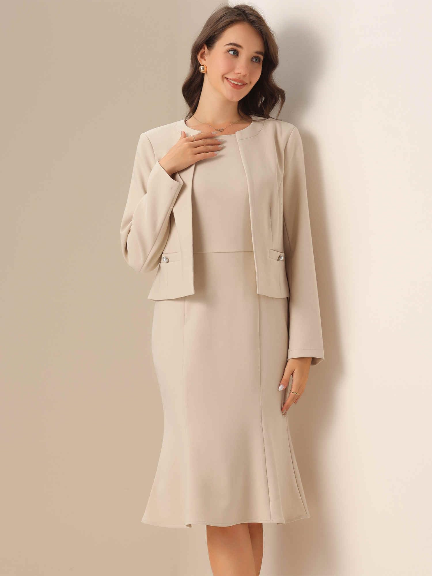 Allegra K Anzug-Sets für Damen, 2-teiliges Kleid mit Blazer-Jacken-Sets