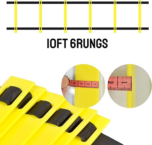 Miniatura 4 de TNZMART Escalera de velocidad de Agility de 10 pies y 20 pies para entrenamiento de fútbol americano y baloncesto con bolsa de transporte